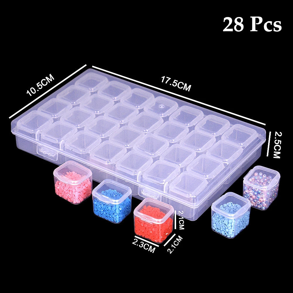 Contenedor Almacenamiento Pintura Diamante (28/56 Ranuras Rejilla) Caja Herramientas Transparente Accesorios Bordado DIY Cuentas