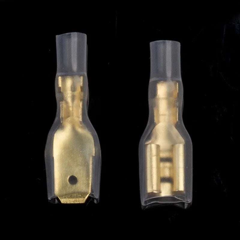Set Terminales Conector Cable Hembra/Macho Spade Crimp (2.8/4.8/6.3mm) con Mangas Aislantes Transparentes (200 Piezas)