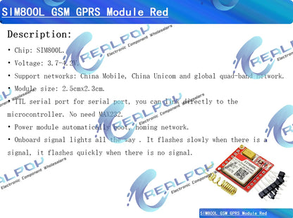 Módulo GSM/GPRS SIM800L Pequeño (MicroSIM, Quad-Band, Serial TTL) Placa Core para Arduino