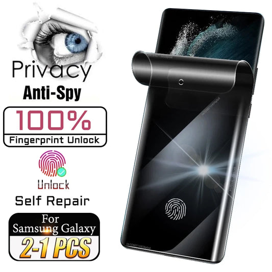 Film Protector Pantalla Privacidad Anti-Espía Auto-Reparable para Samsung Galaxy S10 5G - S25 Ultra/Plus/FE / Note 10/20