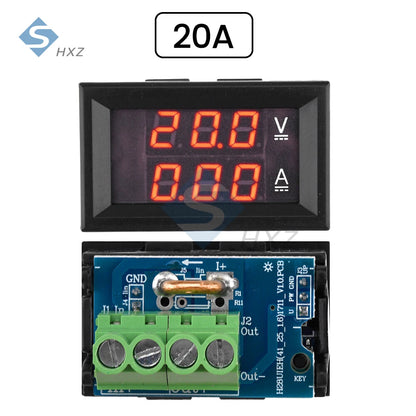 Voltímetro Amperímetro Digital DC (7-100V, 20A/50A Shunt Integrado) - Panel Display LED Dual 0.28"