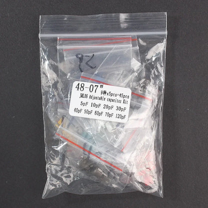 Kit Capacitor Variable Trimmer JML06 (5pF-120pF, 9 Valores Ajustables) - Pack 45 Unidades