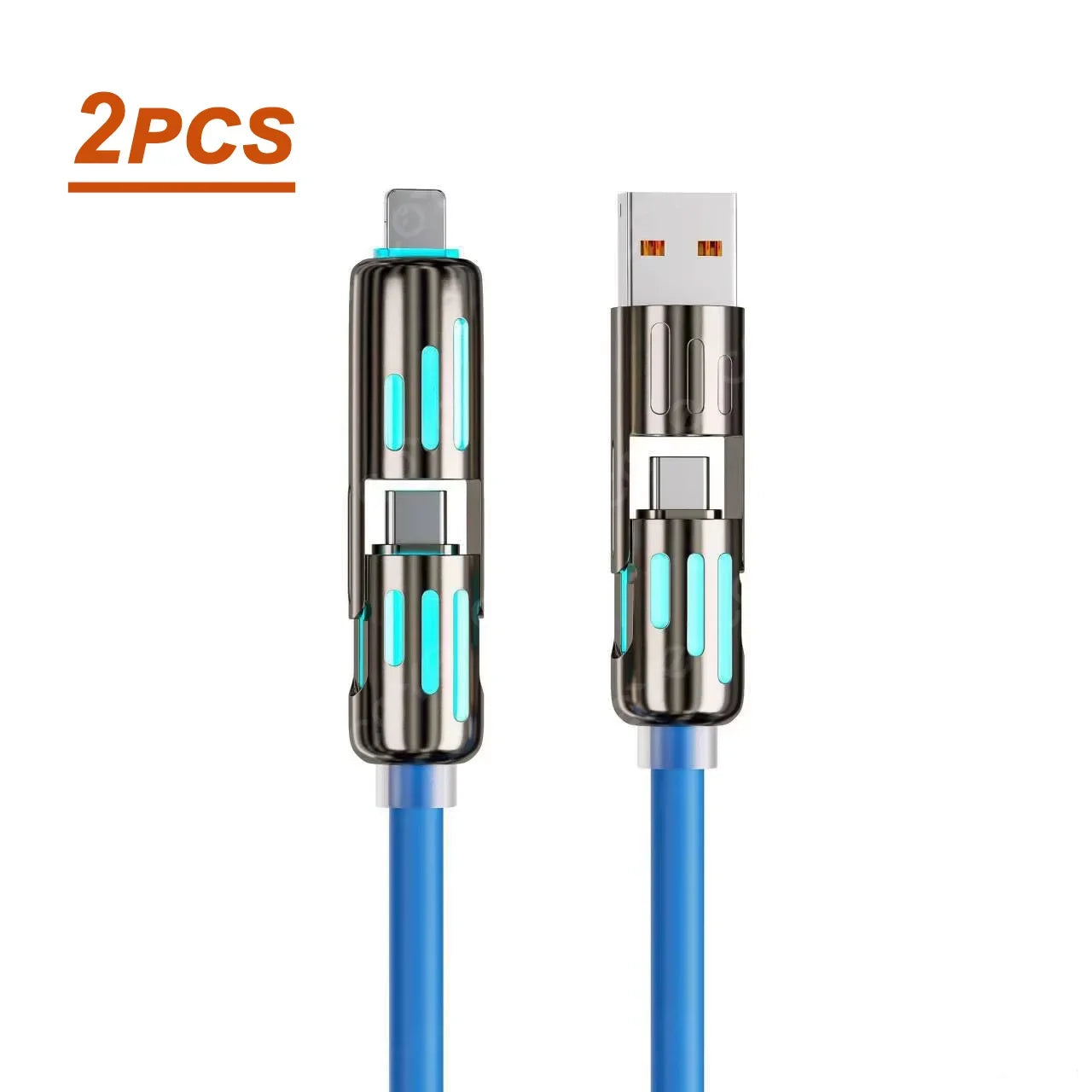 Cable Carga USB Multifunción 4 en 1 MFISH (USB/Tipo C/Lightning, Max 240W) Carga Rápida y Sincronización Datos para iPhone 15/16/iPad