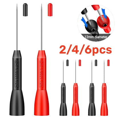 Kit Puntas Prueba Multímetro (x2) - Sondas Automotrices No Destructivas (600V/10A, Aguja 2mm)