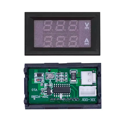 Medidor Panel Digital Voltímetro Amperímetro DC 0-100V 10A Display Dual LED Rojo/Azul 0.28"