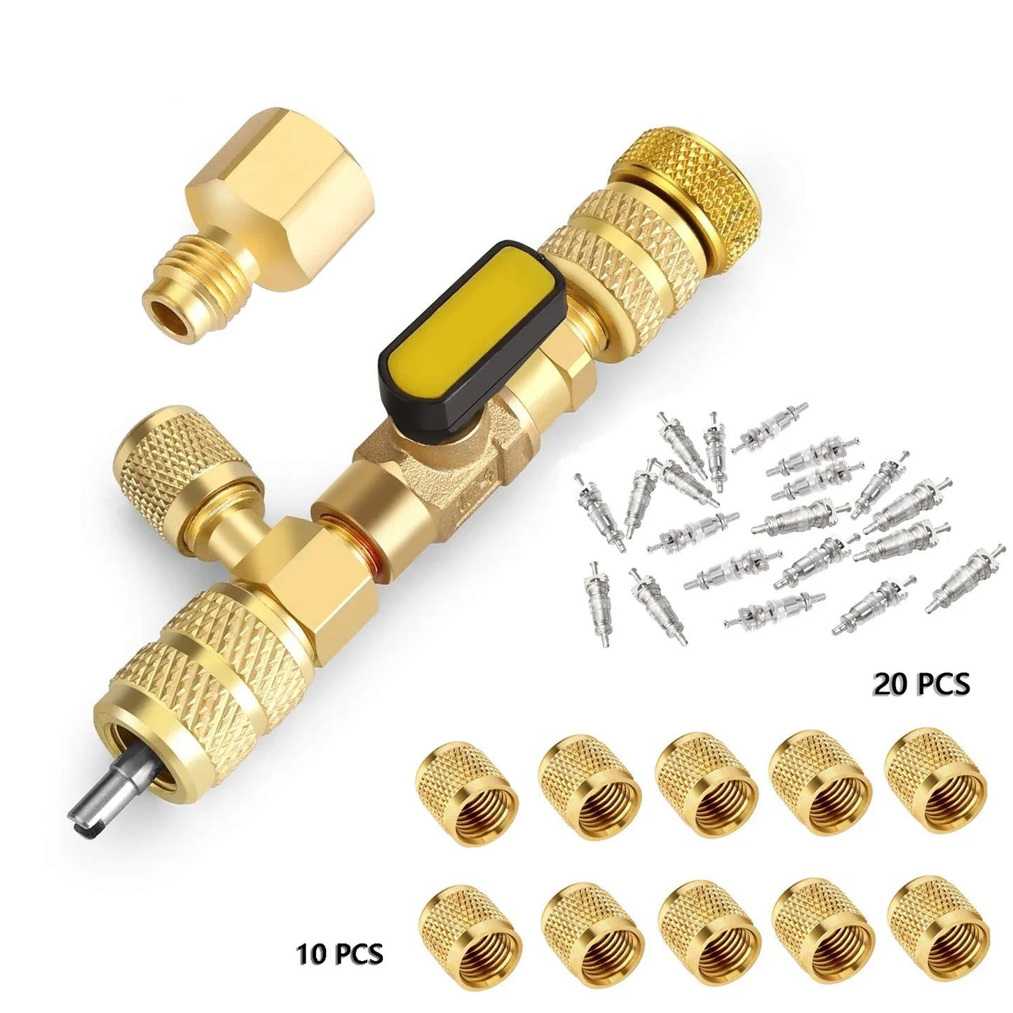 Kit Herramienta Instalador/Removedor Núcleo Válvula HVAC con Puerto Doble Tamaño 1/4" y 5/16" para R22/R12/R407/R410/R404/R32/R600