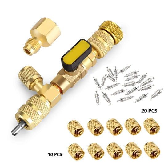 Kit Herramienta Instalador/Removedor Núcleo Válvula HVAC con Puerto Doble Tamaño 1/4" y 5/16" para R22/R12/R407/R410/R404/R32/R600