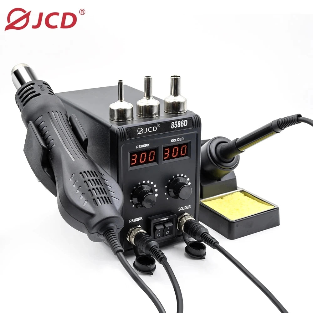 JCD 8586D Soldering Station 2 IN 1 750W Hot Air Gun LCD Dual Digital Display Electric Soldering Iron SMD Welding Rework Station