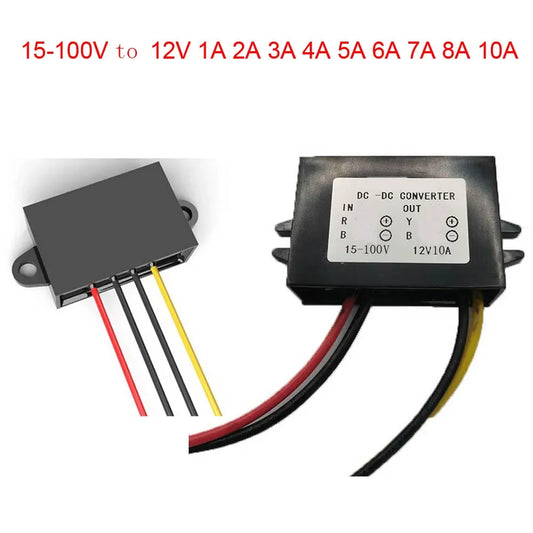 Convertidor Buck DC-DC 15V-100V a 12V (1A-10A) Step-Down Regulador Voltaje Transformador Auto
