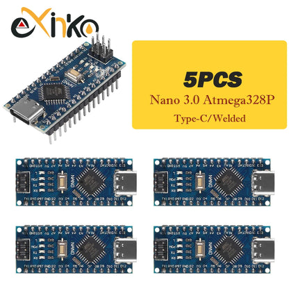 Placa Nano 3.0 (ATMEGA328P, 16MHz, CH340) con Bootloader (Puerto Mini/Tipo C/Micro USB) para Arduino (1-10 Unidades)