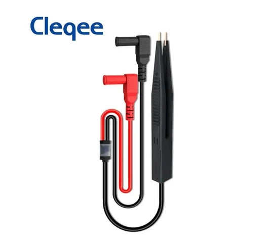 Pinza Multímetro Cleqee P1510 para Componentes SMD - Gancho Testeo LCR con Banana 4mm