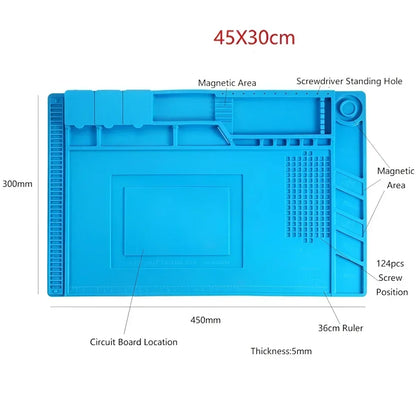 Alfombrilla Silicona ESD Aislante Térmica Resistente Calor para Soldadura Reparación Computadora/Teléfono (Kit Mantenimiento)