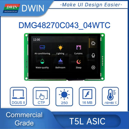 Pantalla Táctil Inteligente HMI DWIN 4.3" (480x272) TFT LCD - Bajo Costo