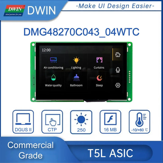 Pantalla Táctil Inteligente HMI DWIN 4.3" (480x272) TFT LCD - Bajo Costo