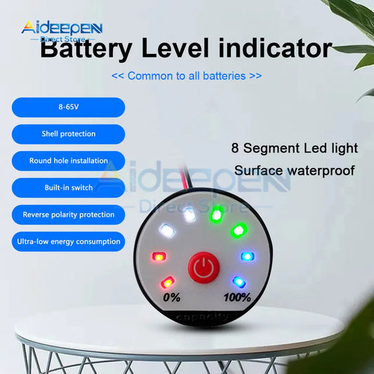 Indicador Capacidad Batería LED (1S-13S) - Tester Carga Plomo-Ácido/Litio (Li-Po/Li-ion) 12V/24V/48V