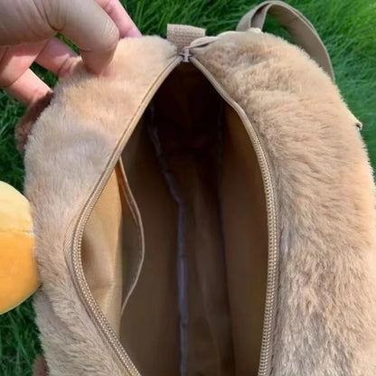 Mochila Peluche Capibara Kawaii Bolso Hombro/Mini Morral Muñeco Peludo Regalo
