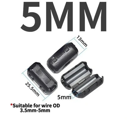 Filtro Ferrita Clip Snap Anti-Interferencia EMI/RFI Negro - Varios Diámetros (3.5mm a 15mm) - Lote 20-100 Piezas