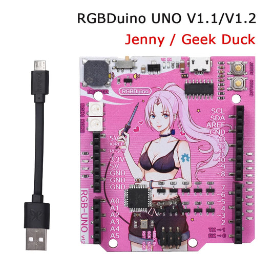 Placa Desarrollo RGBDuino UNO V1.2 Jenny (ATmega328P, CH340C) Mejora vs Arduino UNO R3 para Raspberry Pi 4/3B