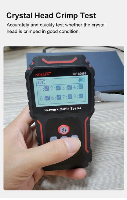 Rastreador Cable Red Noyafa NF-8209S - Tester LAN (Mide Longitud, Wiremap) con Display LCD
