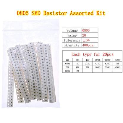 Kit Surtido Resistencias Fijas Chip SMD (0402 a 2512) - Rango 0Ω a 10MΩ