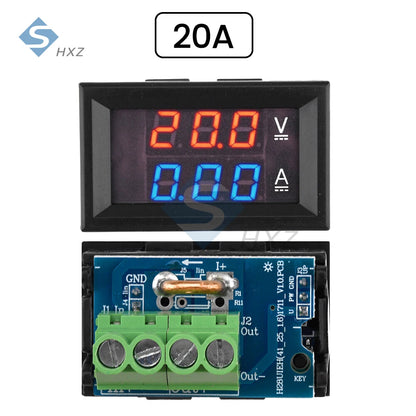 Voltímetro Amperímetro Digital DC (7-100V, 20A/50A Shunt Integrado) - Panel Display LED Dual 0.28"
