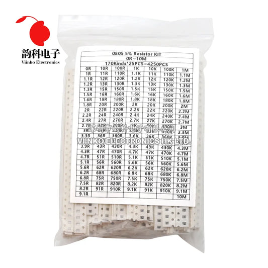 Kit Surtido Resistencias Chip SMD (0402/0603/0805/1206, 170 Valores, 5%, 0R-10M Ohm) Muestras