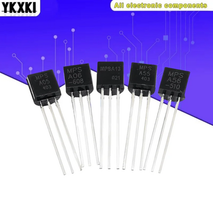 Lote 50 Pcs Transistores Darlington/Triodo TO-92 (MPSA06, MPSA13, MPSA14, MPSA18, MPSA42, MPSA44, MPSA56, MPSA92)