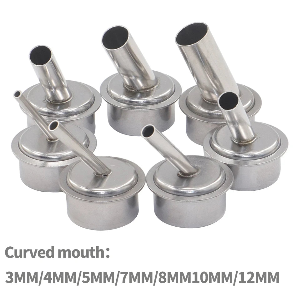 7pcs hot air gun slant nozzle 45 degree bend nozzle BGA hot air gun straight nozzle for QUICK 861DW soldering station