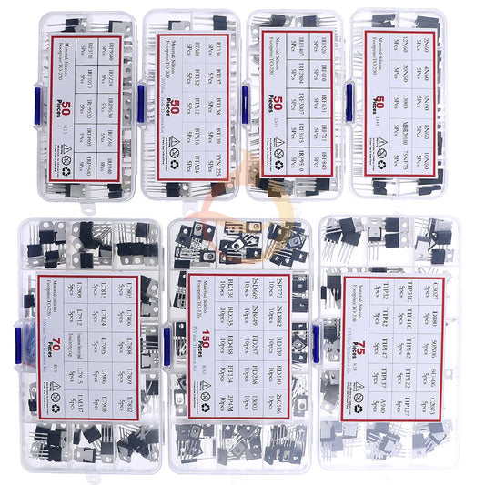 Kit Surtido Transistores/Reguladores/Tiristores (MOSFET, PNP, NPN) TO-92/TO-126/TO-220 en Caja