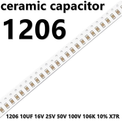 Capacitor Cerámico SMD 1206 (10uF 106K, 16V-100V, X7R 10%) - Pack 100 Unidades