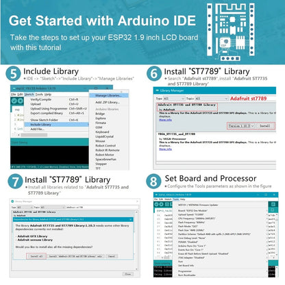 Placa Desarrollo IDEASPARK ESP32 (16MB) con Pantalla LCD TFT 1.9" (ST7789, 170x320), WiFi+BT, CH340, Tipo C para Arduino/Micropython