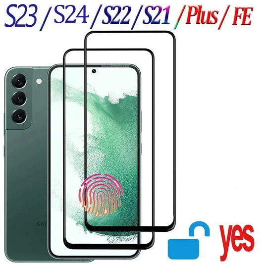 Protector Pantalla Cristal Templado para Samsung Galaxy S21 FE/S22 Plus/S23 (Compatible Desbloqueo Huella)