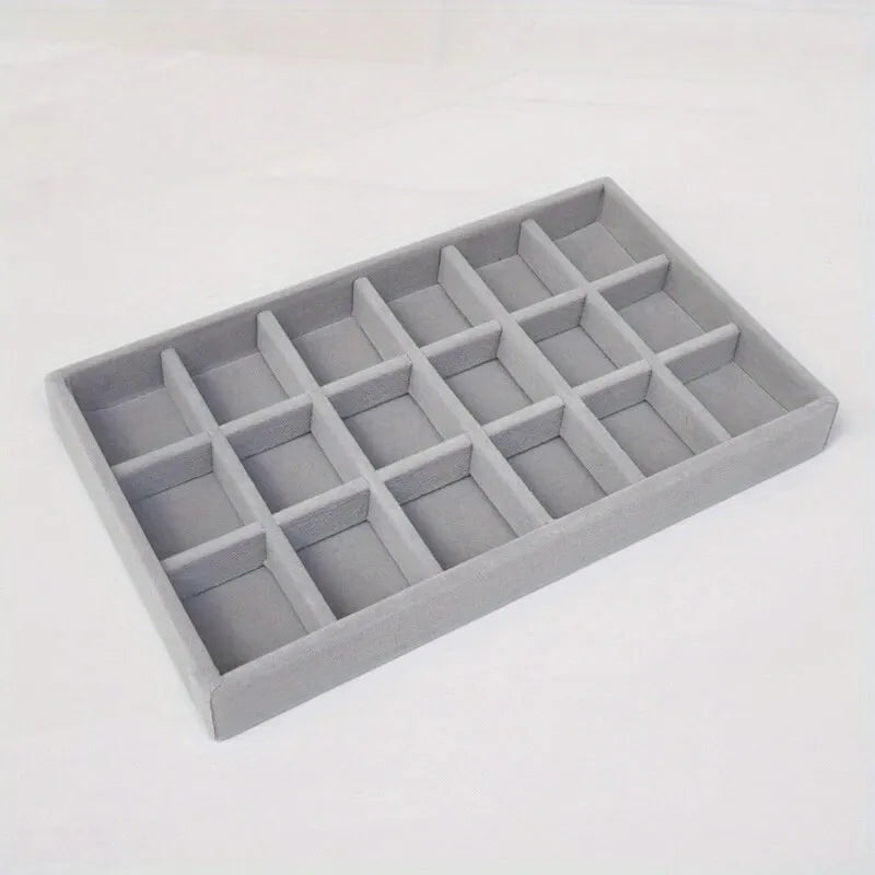 Bandeja Exhibidora Terciopelo para Joyería (Soporte Anillos/Pendientes/Collares Portátil) Caja Organizadora Almacenamiento