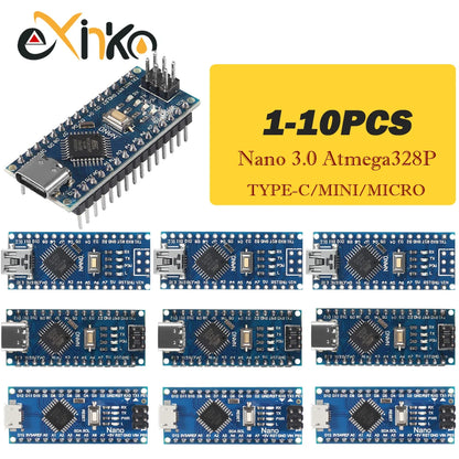 Placa Nano 3.0 (ATMEGA328P, 16MHz, CH340) con Bootloader (Puerto Mini/Tipo C/Micro USB) para Arduino (1-10 Unidades)