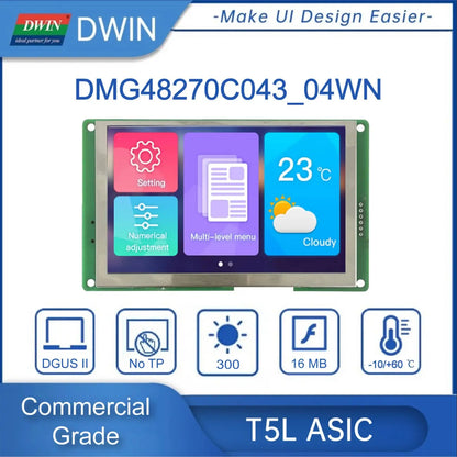 Pantalla Táctil Inteligente HMI DWIN 4.3" (480x272) TFT LCD - Bajo Costo