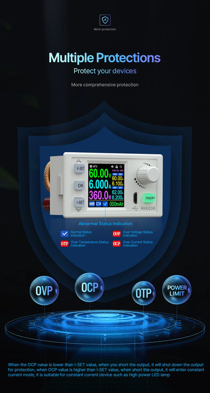 Fuente Alimentación Laboratorio RD-RK6006 / RK6006-BT DC 60V 6A Comunicación Buck Ajustable 4 Dígitos