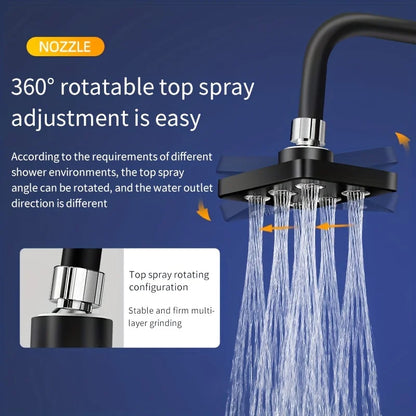 Cabezal Ducha Montado Pared Alta Presión (Top Spray Rotatorio) Accesorio Baño