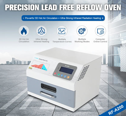 Horno de Reflow Soldadura BGA RF-200A (800W) por Infrarrojos y Aire Caliente para SMD/SMT Rework