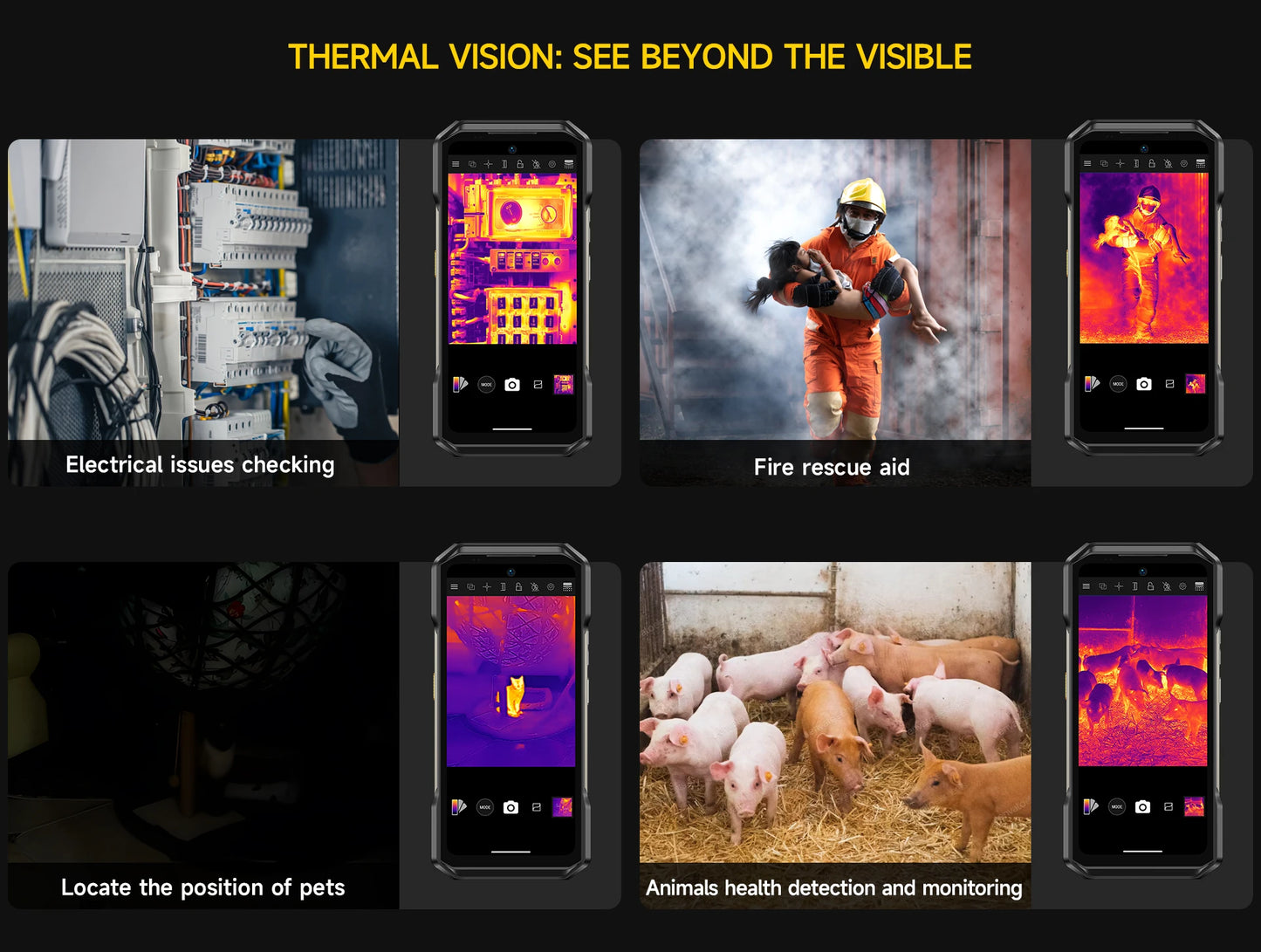 Celular Rugged Ulefone Armor 27T 4G con Cámara Térmica FLIR® y Visión Nocturna (10600mAh, 24GB/256GB, Android 14)