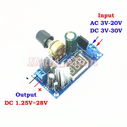 Módulo Regulador Voltaje Mini AC/DC a DC Buck Ajustable Step-Down 3.3V/5V/12V/24V con Display LED