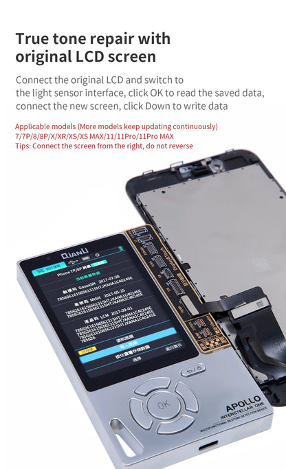 Qianli Apollo interstellar One For iPhone Fixed Photosensitive Original Color Data Line Detection Battery Code Read And Write