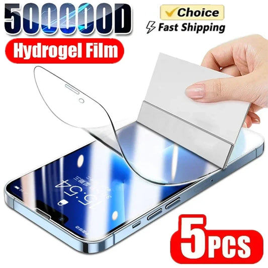 Film Hidrogel Cobertura Completa Protector Pantalla para iPhone 7/8 Plus / X/XR/XS Max / 11-16 Pro Max (Pack 5 Unidades)
