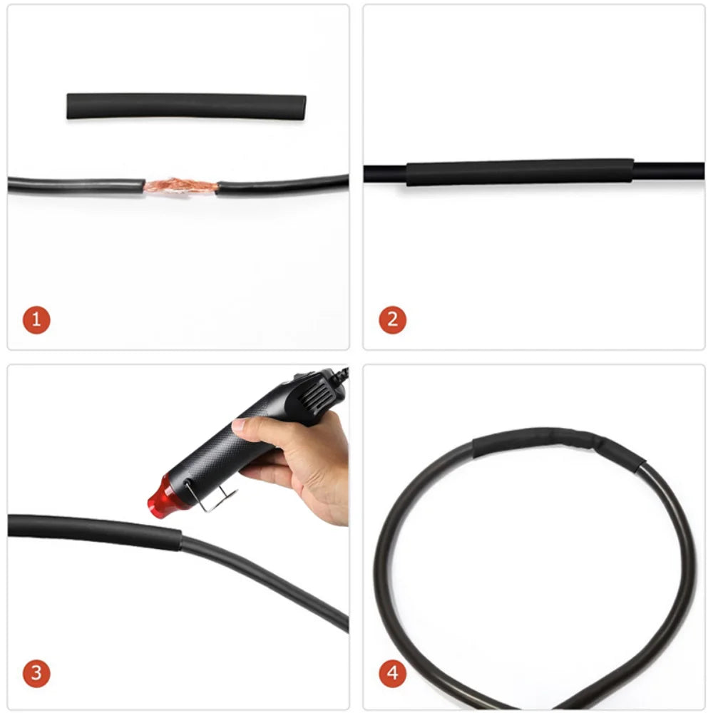 Kit Tubo Termoretráctil 2:1 Envoltura Cable Aislante Protección Conexión (127/530/580 Piezas) (Opción Pistola Aire Caliente)