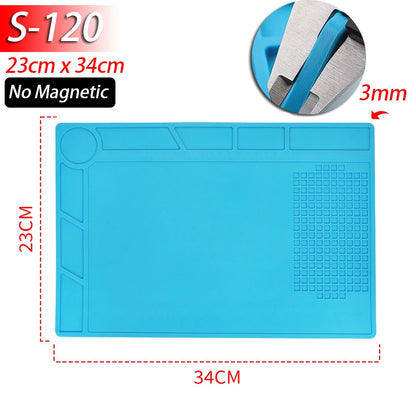 Alfombrilla Soldadura ESD Resistente Calor (932°F/500°C) Plataforma Mantenimiento Reparación Computadora/Teléfono Kit Herramientas