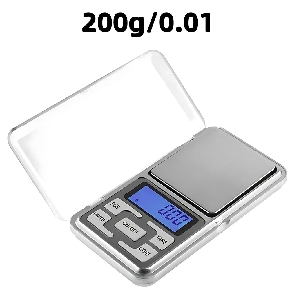 Mini Balanza Electrónica Digital Bolsillo Alta Precisión (0.01g - 500g) para Joyería/Oro/Plata/Cocina (Gramos)