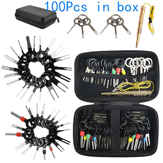 Kit Herramienta Extracción Terminales Enchufe Automotriz (Extractor Pines Conector Cable Eléctrico) para Reparación Autos