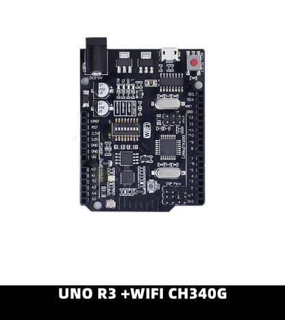 Placa Desarrollo UNO R3 (Oficial ATMEGA16U2 / WiFi R3 ATMEGA328P CH340G) compatible WeMos ESP8266 (con Caja)
