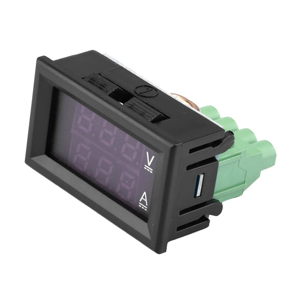 Voltímetro Amperímetro Digital DC (7-100V, 20A/50A Shunt Integrado) - Panel Display LED Dual 0.28"