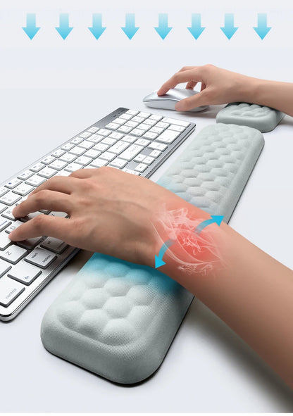 Reposamuñecas Ergonómico Espuma Memoria para Teclado y Mouse Pad (Protección Oficina/Tipeo) Computadora/Notebook