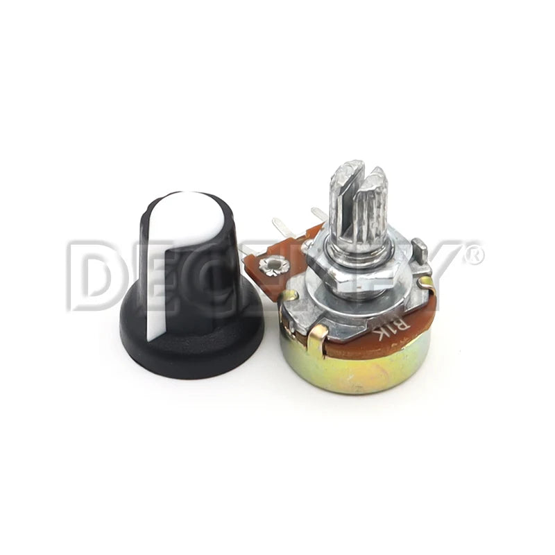 5 Sets WH148 1K 10K 20K 50K 100K 500K Ohm 15mm 3 Pin Linear Taper Rotary Potentiometer Resistor for Arduino with AG2 White cap